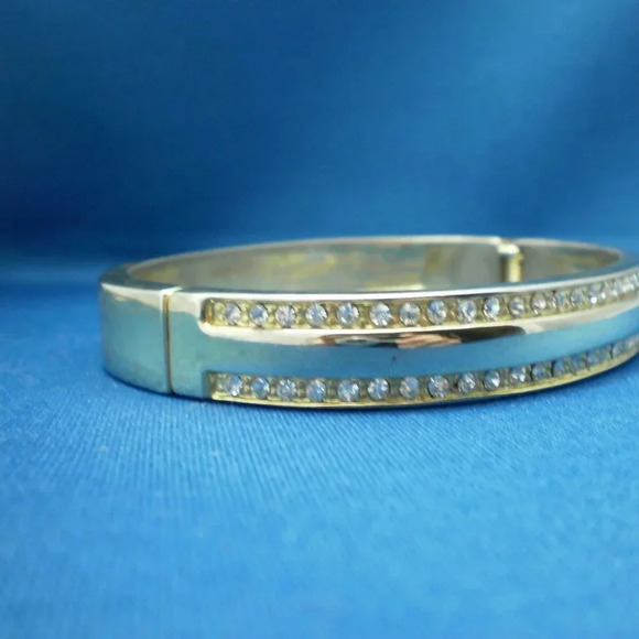 Gold Toned Cubic Zirconia Encrusted Bracelet - Picture 2 of 4
